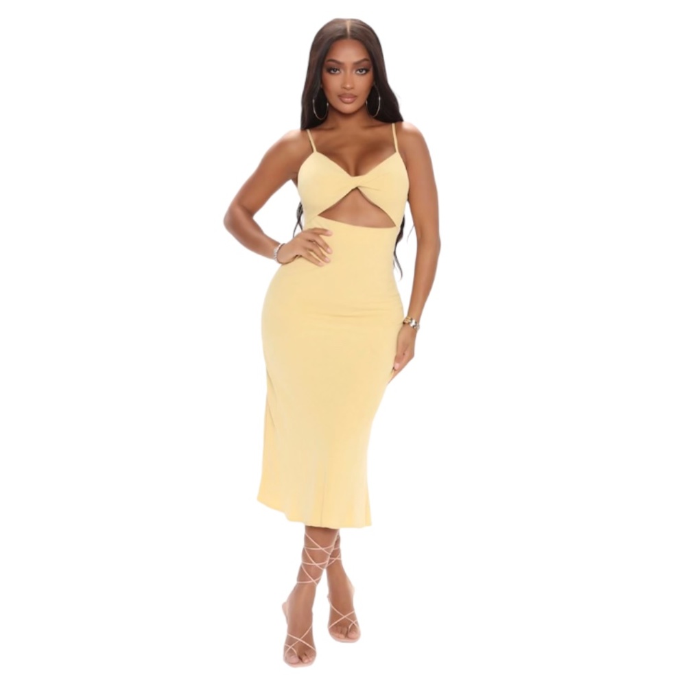 NEW Fashion Nova Riviera Moment Maxi Dress Mustard L